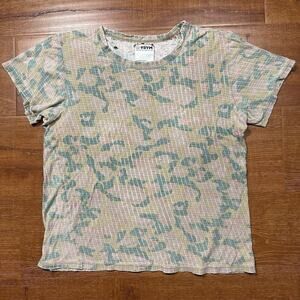 Vintage Visvim Crop T Shirt Mens M Beige Camo Japan Thrashed Distressed VTG